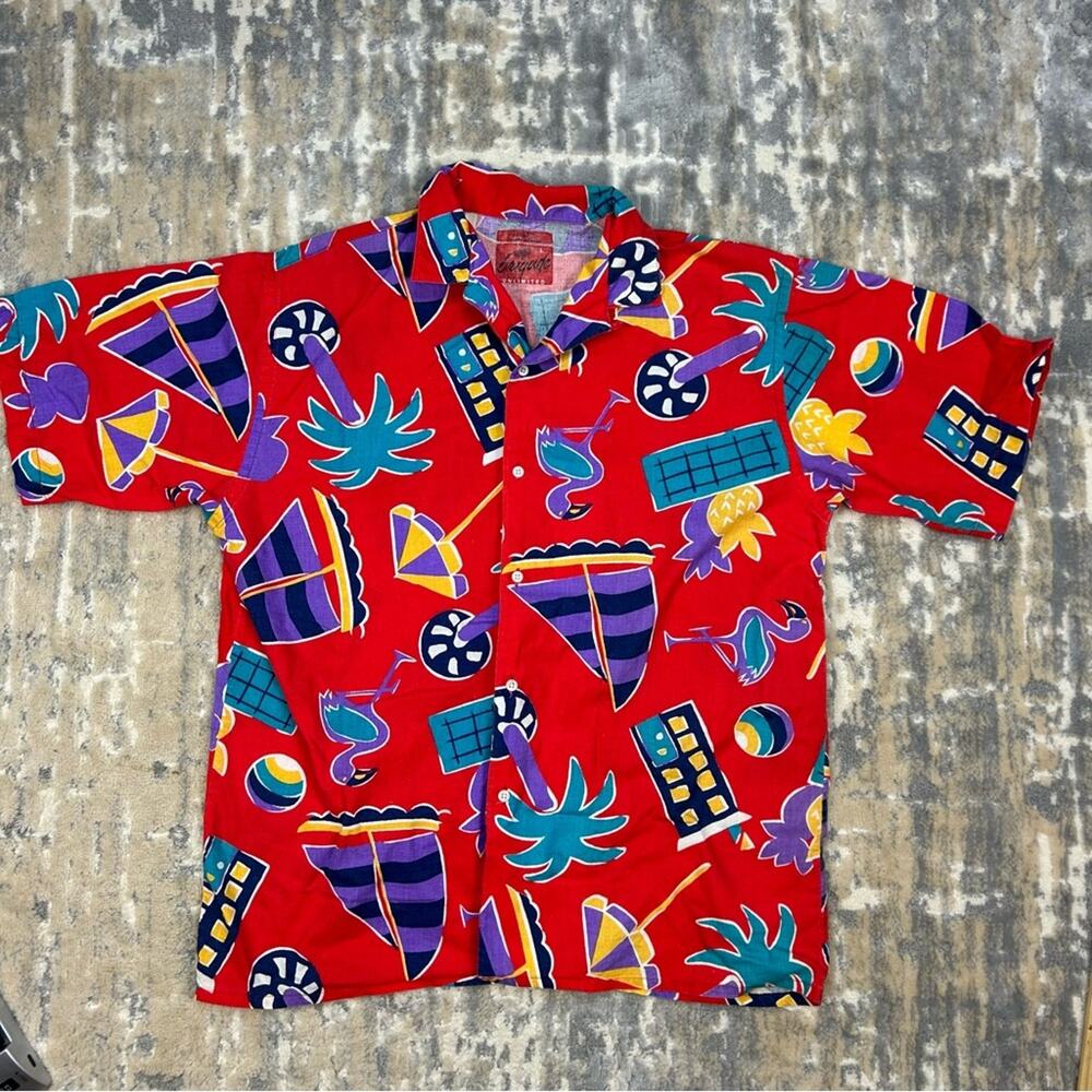 Vintage Brigade Unlimited Hawaiian Vacation Short Sleeve Dad  Shirt Large